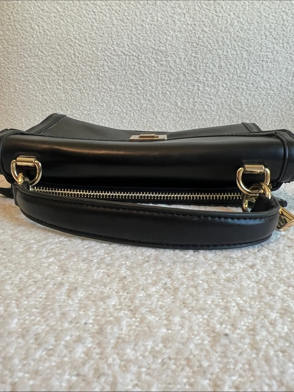 Antonio Melani Black Leather Handbag Designer Luxury Purse Top Handle Purse